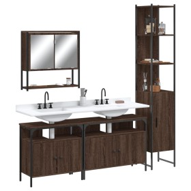 4-teiliges Badezimmermöbel-Set aus braunem Eichensperrholz von , Badezimmermöbel - Ref: Foro24-3214689, Preis: 228,62 €, Raba...