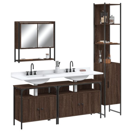 Set de muebles baño 4 pzas madera contrachapada roble marrón de , Muebles de baño - Ref: Foro24-3214689, Precio: 228,12 €