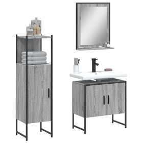 Set de muebles de baño 3 pzas madera contrachapada gris sonoma de , Muebles de baño - Ref: Foro24-3214347, Precio: 137,58 €, ...