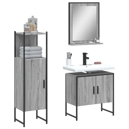 Sonoma gray plywood 3-piece bathroom furniture set by , Bathroom furniture - Ref: Foro24-3214347, Price: 137,58 €, Discount: %
