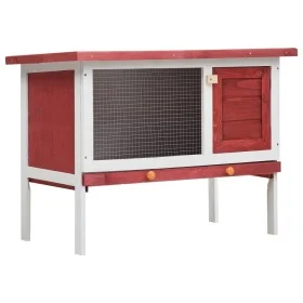 Einstöckiger Kaninchenkäfig aus rotem Holz von vidaXL, Käfige und Lebensräume für Kleintiere - Ref: Foro24-170830, Preis: 76,...