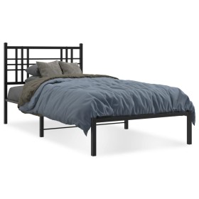 Bettgestell mit schwarzem Metallkopfteil 100x190 cm von , Betten und Lattenroste - Ref: Foro24-376318, Preis: 76,22 €, Rabatt: %