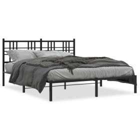 Bed frame with black metal headboard 150x200 cm by , Beds and slatted bases - Ref: Foro24-376326, Price: 117,38 €, Discount: %