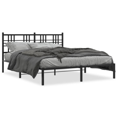 Bettgestell mit schwarzem Metallkopfteil 150x200 cm von , Betten und Lattenroste - Ref: Foro24-376326, Preis: 117,29 €, Rabat...