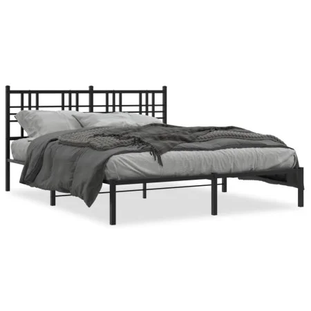 Bettgestell mit schwarzem Metallkopfteil 150x200 cm von , Betten und Lattenroste - Ref: Foro24-376326, Preis: 115,41 €, Rabat...