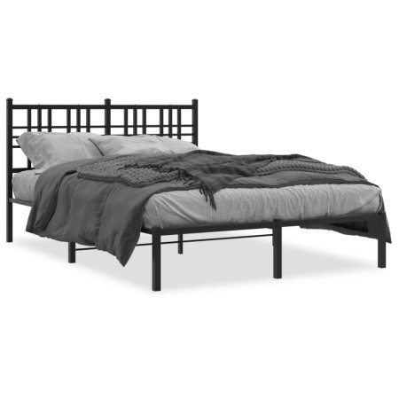 Bed frame with black metal headboard 140x190 cm by , Beds and slatted bases - Ref: Foro24-376324, Price: 97,73 €, Discount: %
