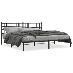 Bed frame with black metal headboard 193x203 cm by , Beds and slatted bases - Ref: Foro24-376330, Price: 121,48 €, Discount: %