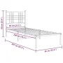 Metal bed frame with white headboard 80x200 cm by , Beds and slatted bases - Ref: Foro24-376364, Price: 68,40 €, Discount: %