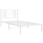 Estructura de cama de metal con cabecero blanco 90x200 cm de , Camas y somieres - Ref: Foro24-376366, Precio: 70,36 €, Descue...