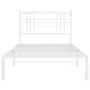 Estructura de cama de metal con cabecero blanco 90x200 cm de , Camas y somieres - Ref: Foro24-376366, Precio: 70,36 €, Descue...