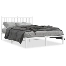 Metal bed frame with white headboard 120x190 cm by , Beds and slatted bases - Ref: Foro24-376370, Price: 85,90 €, Discount: %