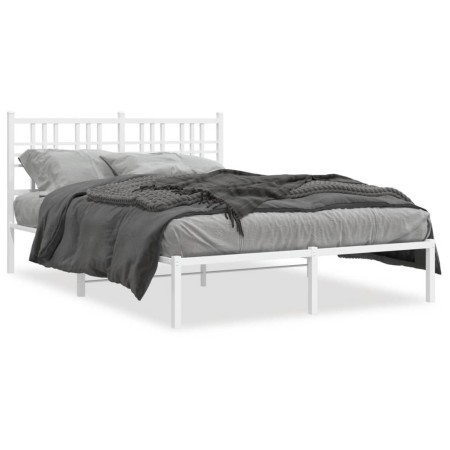 Bettgestell aus Metall mit weißem Kopfteil 120x190 cm von , Betten und Lattenroste - Ref: Foro24-376370, Preis: 87,06 €, Raba...