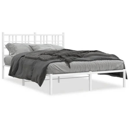 Metal bed frame with white headboard 120x190 cm by , Beds and slatted bases - Ref: Foro24-376370, Price: 85,90 €, Discount: %