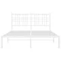 Metal bed frame with white headboard 120x190 cm by , Beds and slatted bases - Ref: Foro24-376370, Price: 85,90 €, Discount: %