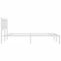 Metal bed frame with white headboard 120x190 cm by , Beds and slatted bases - Ref: Foro24-376370, Price: 85,90 €, Discount: %