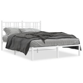 Estructura de cama de metal con cabecero blanca 135x190 cm