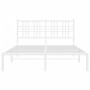 Metallbettgestell mit weißem Kopfteil 135x190 cm von , Betten und Lattenroste - Ref: Foro24-376372, Preis: 88,78 €, Rabatt: %