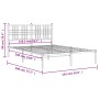Metallbettgestell mit weißem Kopfteil 135x190 cm von , Betten und Lattenroste - Ref: Foro24-376372, Preis: 88,78 €, Rabatt: %