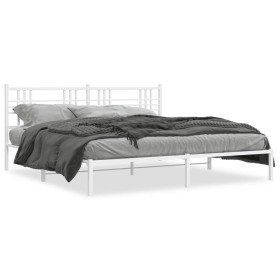 Bettgestell aus Metall mit weißem Kopfteil 193x203 cm von , Betten und Lattenroste - Ref: Foro24-376379, Preis: 123,47 €, Rab...