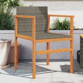Gartenstühle 2 Stück aus Massivholz und grauem synthetischem Rattan von , Gartenstühle - Ref: Foro24-368709, Preis: 119,21 €,...