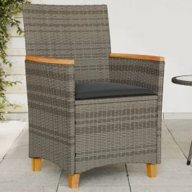 Garden chairs and cushions 2 pcs gray PE rattan and solid wood by , Garden chairs - Ref: Foro24-368721, Price: 206,72 €, Disc...