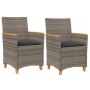Gartenstühle und Kissen 2 Stück graues PE-Rattan und Massivholz von , Gartenstühle - Ref: Foro24-368721, Preis: 212,08 €, Rab...