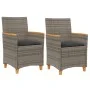 Sillas de jardín y cojines 2 uds ratán PE gris y madera maciza de , Sillas de jardín - Ref: Foro24-368721, Precio: 206,72 €, ...