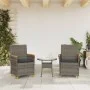 Sillas de jardín y cojines 2 uds ratán PE gris y madera maciza de , Sillas de jardín - Ref: Foro24-368721, Precio: 206,72 €, ...