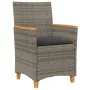 Sillas de jardín y cojines 2 uds ratán PE gris y madera maciza de , Sillas de jardín - Ref: Foro24-368721, Precio: 206,72 €, ...