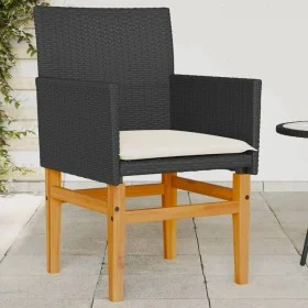 Garden chairs with cushion 2 pcs black PE rattan and acacia wood by , Garden chairs - Ref: Foro24-368714, Price: 197,77 €, Di...