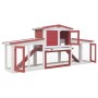 Large red and white wooden animal cage 204x45x85 cm by vidaXL, Cages and habitats for small animals - Ref: Foro24-170845, Pri...