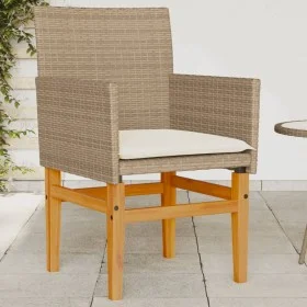 Garden chairs with cushion 2 pcs beige PE rattan and acacia wood by , Garden chairs - Ref: Foro24-368716, Price: 200,79 €, Di...