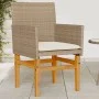 Sillas de jardín con cojín 2 uds ratán PE beige y madera acacia de , Sillas de jardín - Ref: Foro24-368716, Precio: 200,79 €,...
