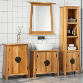 Conjunto de muebles de baño 4 piezas madera maciza de pino