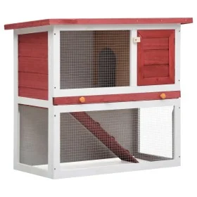 Kaninchenkäfig mit 1 roten Holztür von vidaXL, Käfige und Lebensräume für Kleintiere - Ref: Foro24-170833, Preis: 99,44 €, Ra...