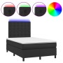 Cama box spring con colchón LED cuero sintético negro 120x190cm