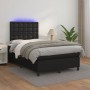 Cama box spring con colchón LED cuero sintético negro 120x190cm