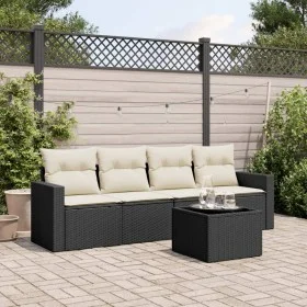 5-piece garden furniture set and black synthetic rattan cushions by , Modular outdoor sofas - Ref: Foro24-3251023, Price: 300...