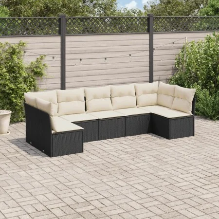 7-piece garden dining set and black synthetic rattan cushions by , Garden sets - Ref: Foro24-3249265, Price: 396,64 €, Discou...