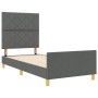 Estructura de cama con cabecera Gris oscuro 90 x 190 cm tela