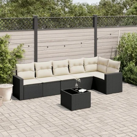 7-piece garden dining set and black synthetic rattan cushions by , Modular outdoor sofas - Ref: Foro24-3251333, Price: 422,46...