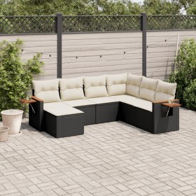 7-piece garden dining set and black synthetic rattan cushions by , Garden sets - Ref: Foro24-3259445, Price: 433,34 €, Discou...