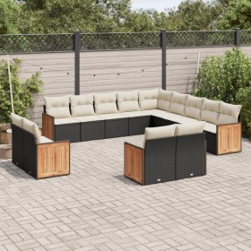 Gartensofa- und Kissenset 13-teilig aus schwarzem synthetischem Rattan von , Gartensets - Ref: Foro24-3260607, Preis: 864,94 ...