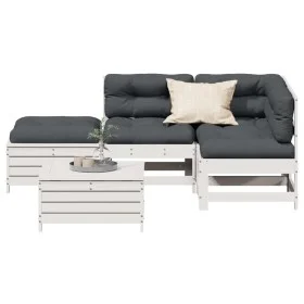 5-piece garden furniture set with solid white pine wood cushions by , Garden sets - Ref: Foro24-3250709, Price: 487,81 €, Dis...