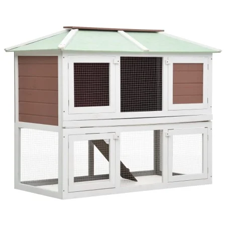 Brauner Doppelboden-Tierkäfigstall aus Holz von vidaXL, Käfige und Lebensräume für Kleintiere - Ref: Foro24-170850, Preis: 16...