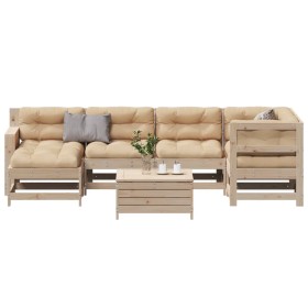 Garden furniture set 7 pieces and cushions solid pine wood by , Garden sets - Ref: Foro24-3250920, Price: 730,71 €, Discount: %