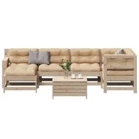 Garden furniture set 7 pieces and cushions solid pine wood by , Garden sets - Ref: Foro24-3250920, Price: 721,50 €, Discount: %