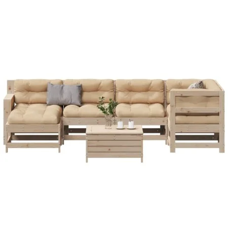Juego de muebles de jardín 7 pzas y cojines madera maciza pino de , Conjuntos de jardín - Ref: Foro24-3250920, Precio: 721,38...
