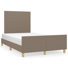 Estructura de cama con cabecero tela gris taupe 120x190 cm