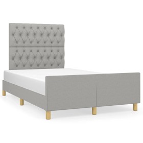 Estructura de cama con cabecero tela gris claro 120x190 cm